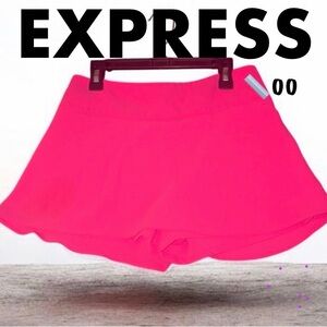 NWOT! Express Gorgeous Y2K Neon Hot Pink Skort Zip back - SIZE 00 (XS / 24)